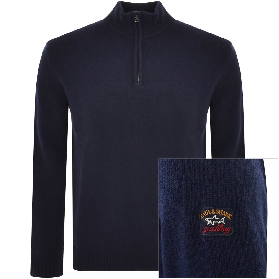 Paul And Shark Lambswool Knit Jumper Navy Mainline Menswear Denmark